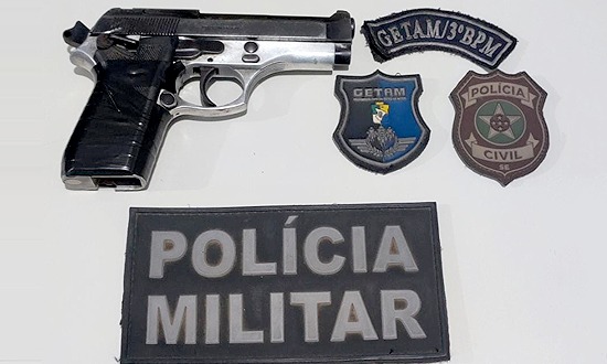 Arma de fogo que suspeito usou durante confronto com a polícia em Itabaiana