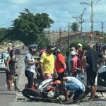 condutor fica ferido em acidente de moto