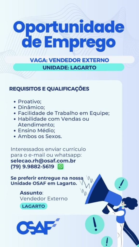 Vaga de emprego em Lagarto