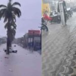 Alagamento na Avenida das Bicas após forte chuva em Lagarto, no Centro-Sul de Sergipe