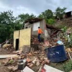 Casa destruída após fortes chuvas em Porto da Folha