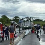 Acidente envolvendo carros e motocicleta na BR-101 em Santa Luzia do Itanhy
