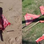 Bandeiras de sinalização de risco de banho no mar na orla de Aracaju