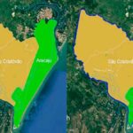 Mapa detalhado mostrando a linha divisória entre Aracaju e São Cristóvão na região da Zona de Expansão.