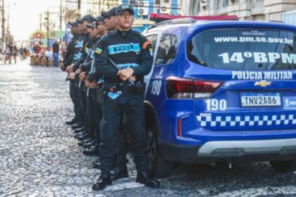 Policiais militares da PMSE durante solenidade de criação do 14º Batalhão em Aracaju.