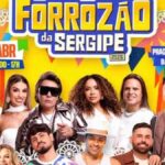Montagem com artistas do Forrozão 2026 em Aracaju.