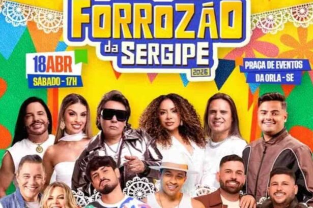 Montagem com artistas do Forrozão 2026 em Aracaju.