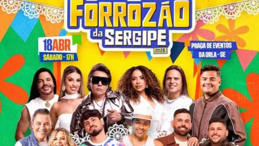 Montagem com artistas do Forrozão 2026 em Aracaju.