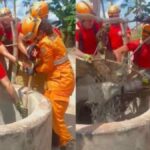 Integrantes do Corpo de Bombeiros de Sergipe realizando resgate de animal em cisterna no Povoado Colônia.