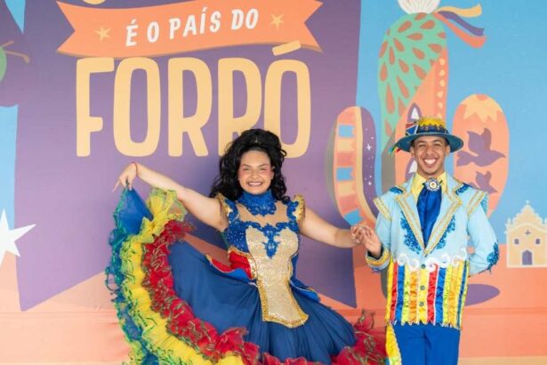 Casal dançando quadrilha junina no Arraiá do Povo em Aracaju durante o Ciclo Junino 2026.
