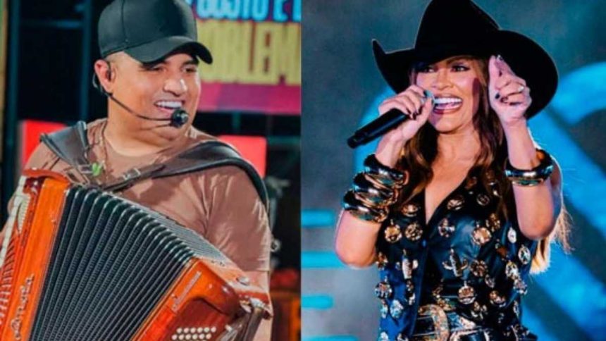 Cantor Tarcísio do Acordeon e cantora Samyra Show em destaque na divulgação de evento junino em Sergipe.