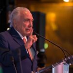 Foto do ex-presidente Michel Temer durante pronunciamento político.