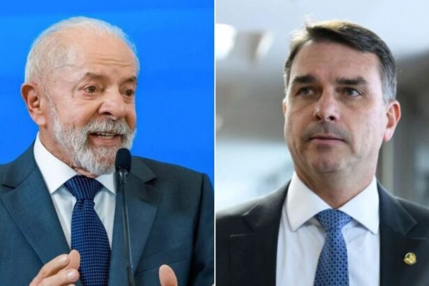 Lula e Flávio Bolsonaro lado a lado