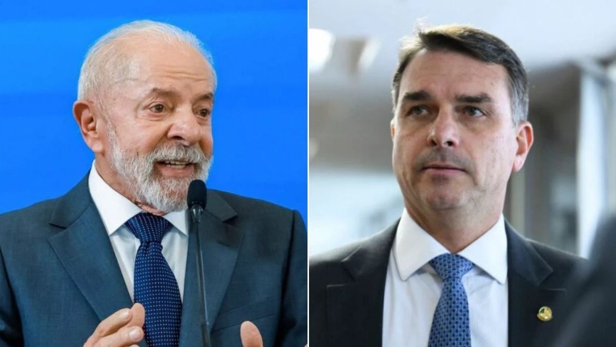 Lula e Flávio Bolsonaro lado a lado